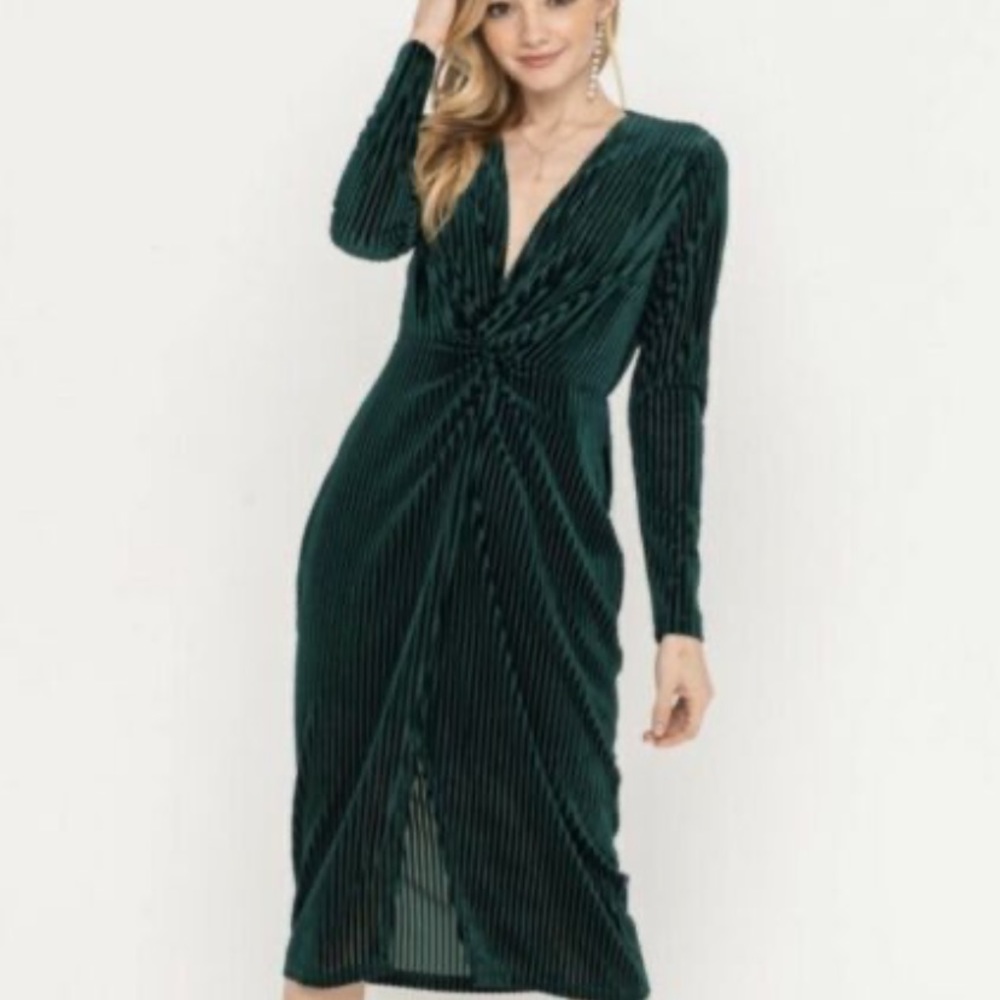 Green velvet dress